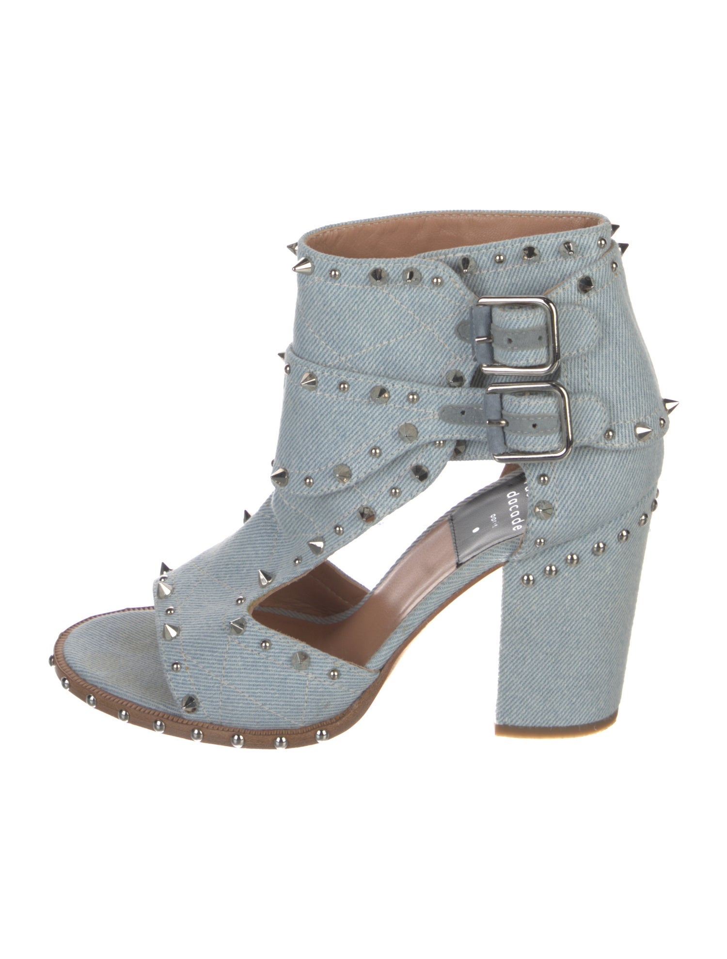 Laurence Dacade Denim Studded Accents Gladiator Sandals