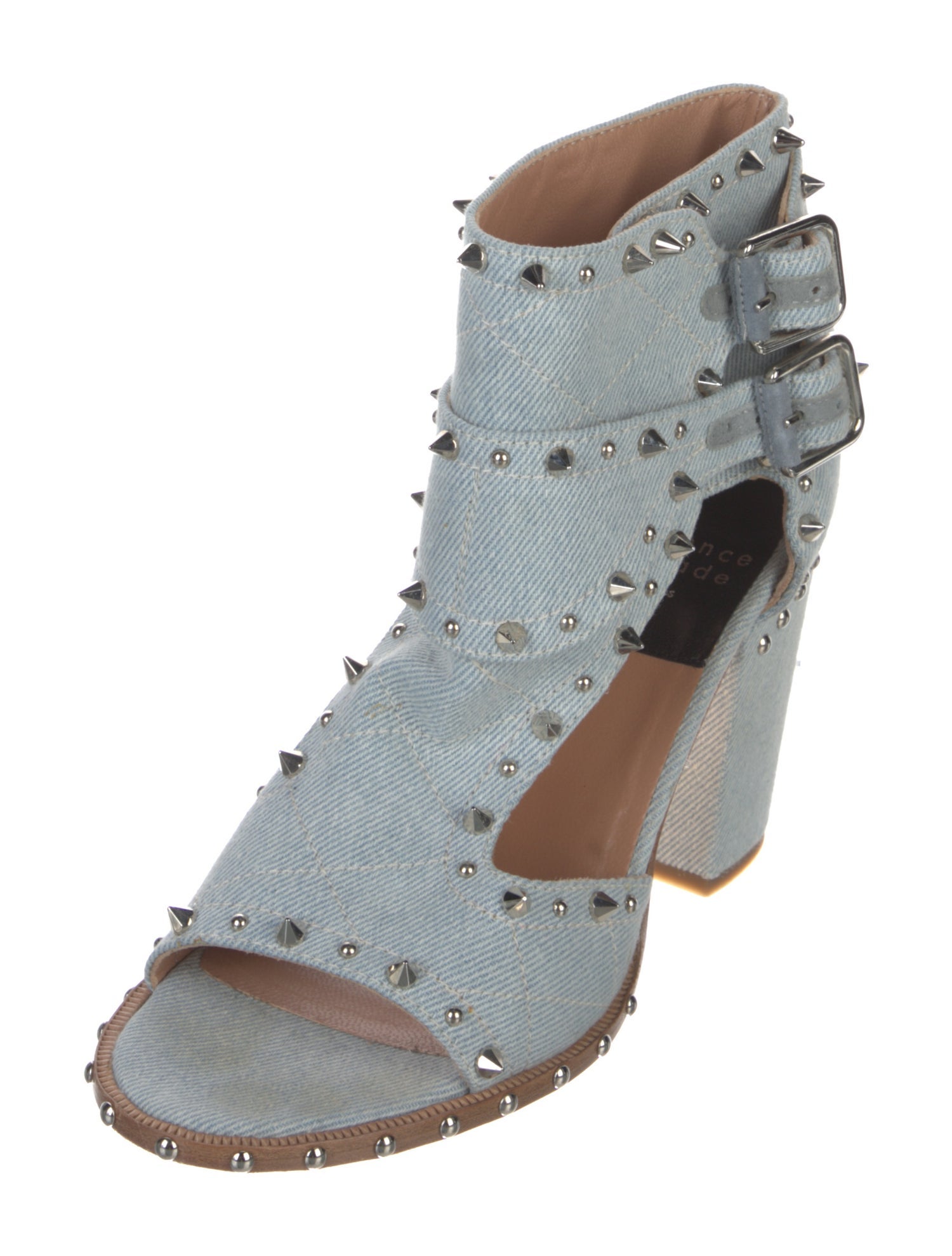 Laurence Dacade Denim Studded Accents Gladiator Sandals