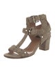 Laurence Dacade Suede Studded Accents T-Strap Sandals