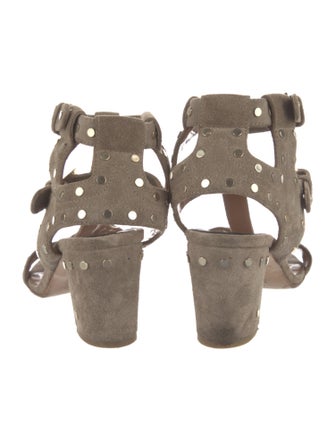 Laurence Dacade Suede Studded Accents T-Strap Sandals