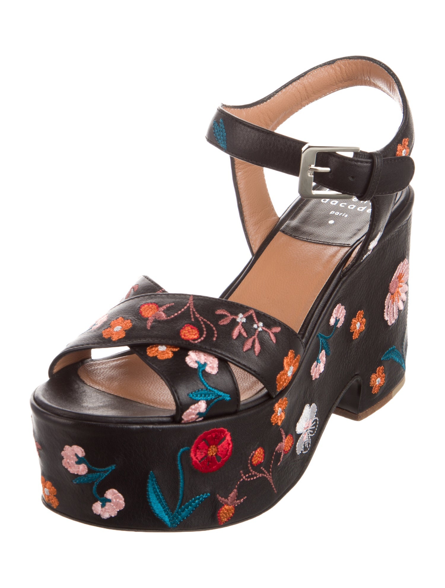 Laurence Dacade Leather Floral Print Sandals