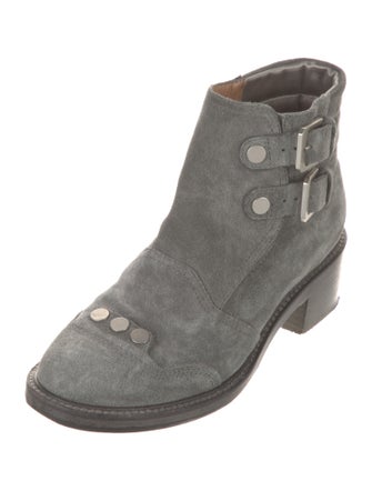 Laurence Dacade Suede Colorblock Pattern Moto Boots