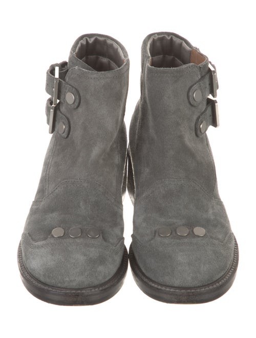 Laurence Dacade Suede Colorblock Pattern Moto Boots