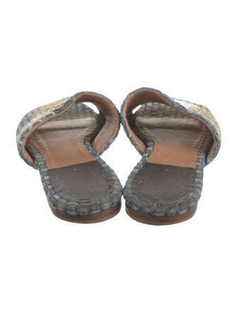 Laurence Dacade Denim Plaid Print Slides