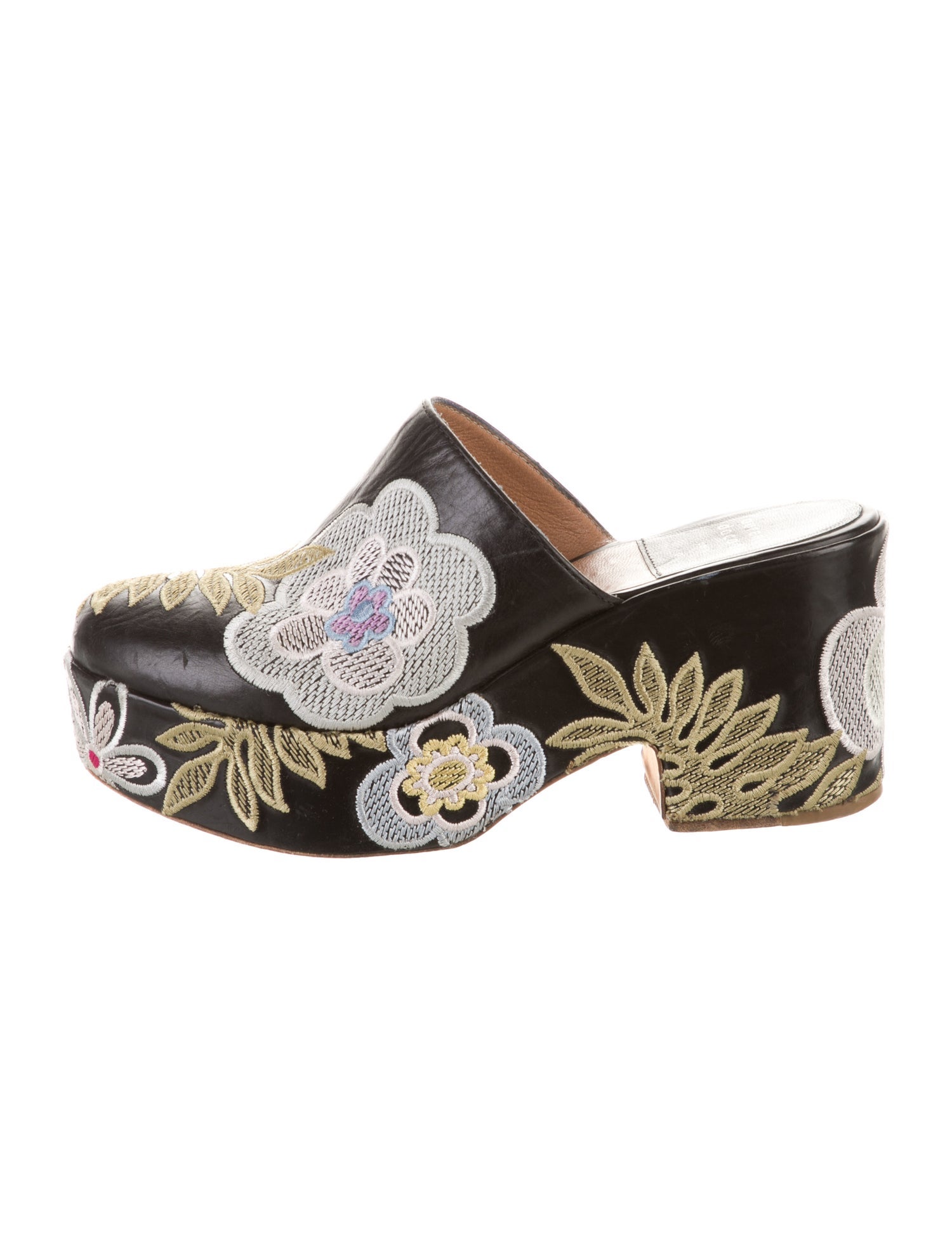 Laurence Dacade Leather Floral Print Mules