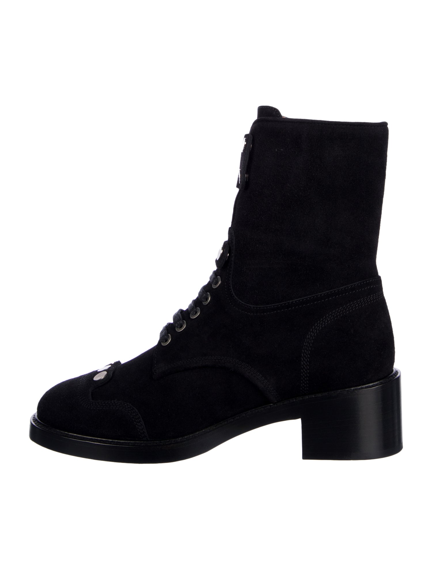 Laurence Dacade Suede Studded Accents Combat Boots