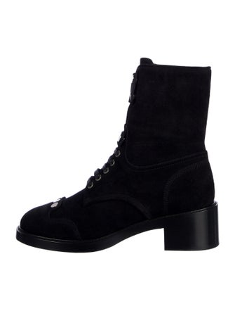 Laurence Dacade Suede Studded Accents Combat Boots