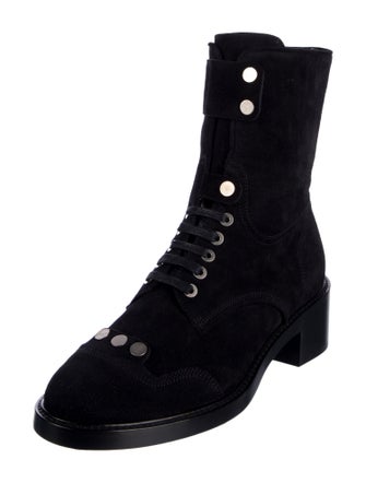 Laurence Dacade Suede Studded Accents Combat Boots