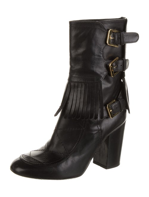 Laurence Dacade Leather Fringe Trim Accent Combat Boots