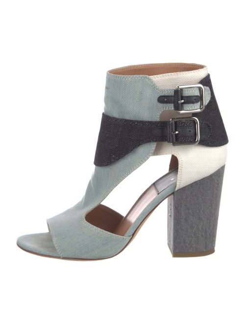 Laurence Dacade Denim Colorblock Pattern T-Strap Pumps