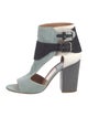 Laurence Dacade Denim Colorblock Pattern T-Strap Pumps