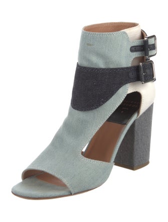 Laurence Dacade Denim Colorblock Pattern T-Strap Pumps
