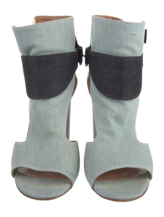 Laurence Dacade Denim Colorblock Pattern T-Strap Pumps