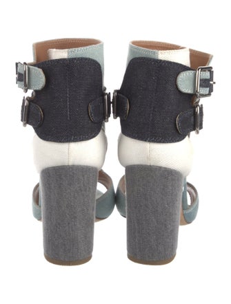 Laurence Dacade Denim Colorblock Pattern T-Strap Pumps