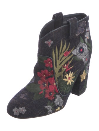 Laurence Dacade Wool Floral Print Western Boots