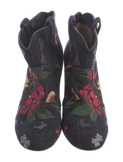 Laurence Dacade Wool Floral Print Western Boots