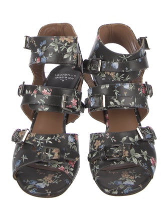 Laurence Dacade Leather Floral Print Gladiator Sandals