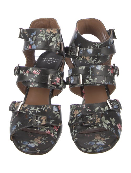 Laurence Dacade Leather Floral Print Gladiator Sandals
