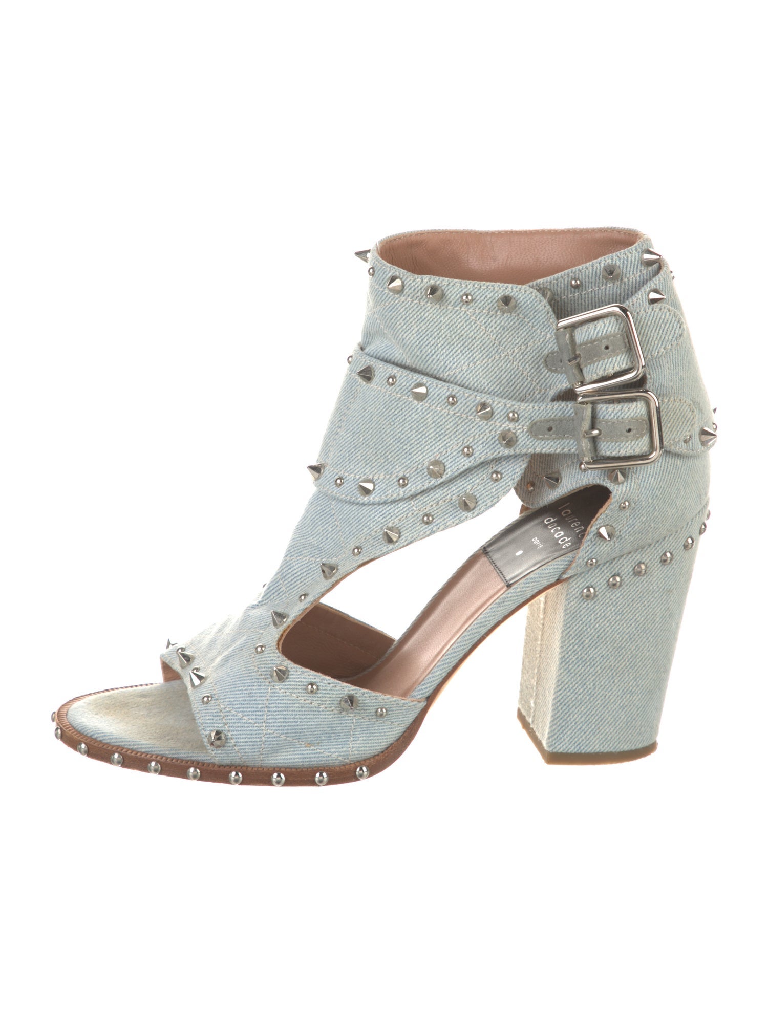Laurence Dacade Denim Animal Print Gladiator Sandals