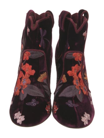 Laurence Dacade Velvet Floral Print Western Boots