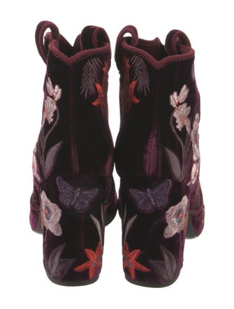 Laurence Dacade Velvet Floral Print Western Boots