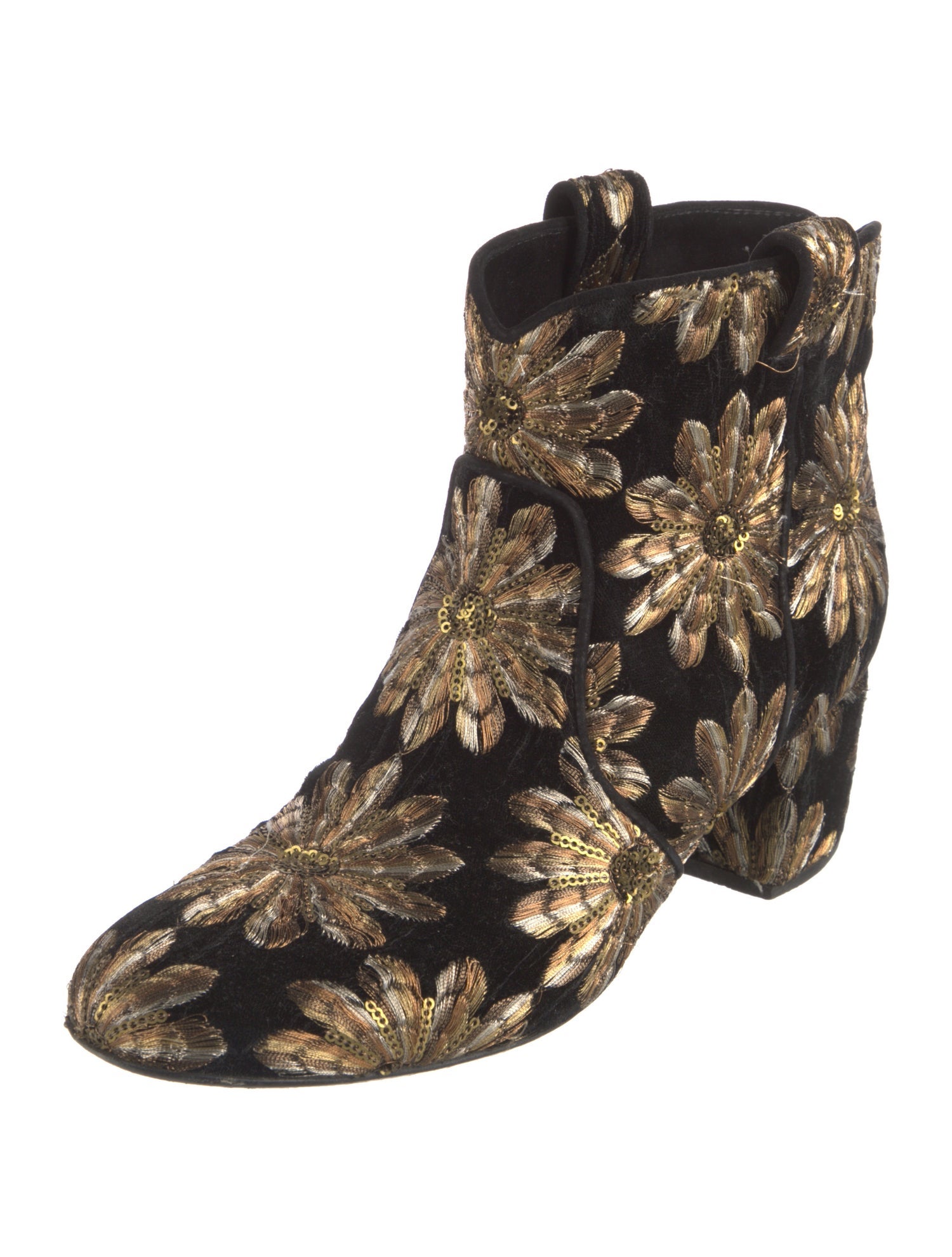 Laurence Dacade Velvet Floral Print Boots
