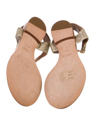 Laurence Dacade Glitter T-Strap Sandals