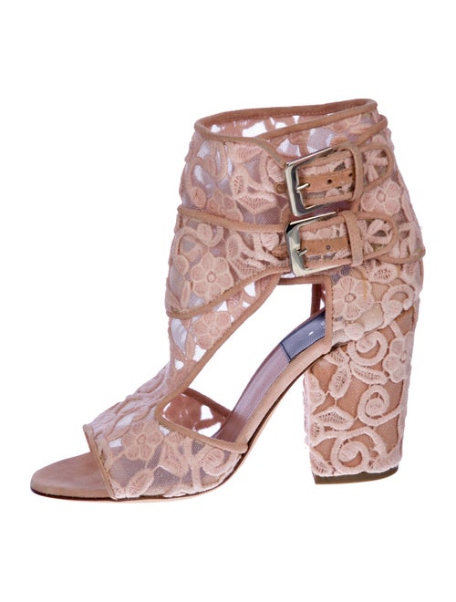 Laurence Dacade Lace Animal Print T-Strap Pumps