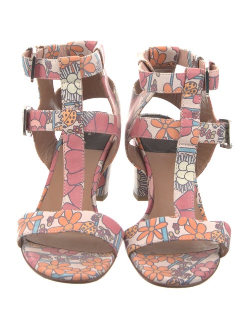 Laurence Dacade Leather Floral Print T-Strap Sandals