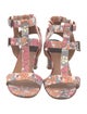 Laurence Dacade Leather Floral Print T-Strap Sandals