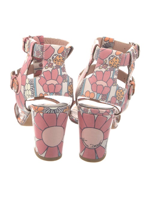 Laurence Dacade Leather Floral Print T-Strap Sandals