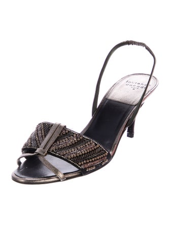 Laurence Dacade Leather Beaded Accents Slingback Sandals