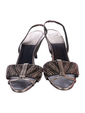 Laurence Dacade Leather Beaded Accents Slingback Sandals