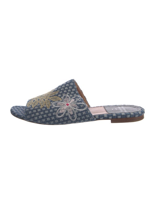 Laurence Dacade Denim Floral Print Slides