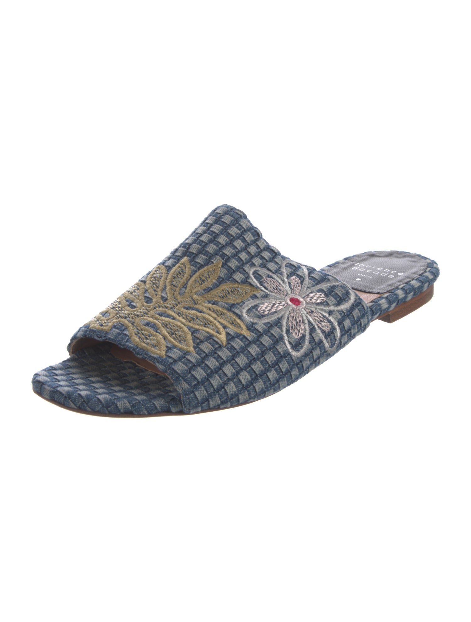 Laurence Dacade Denim Floral Print Slides