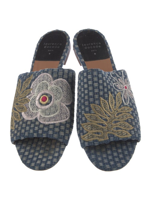 Laurence Dacade Denim Floral Print Slides