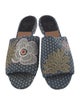 Laurence Dacade Denim Floral Print Slides