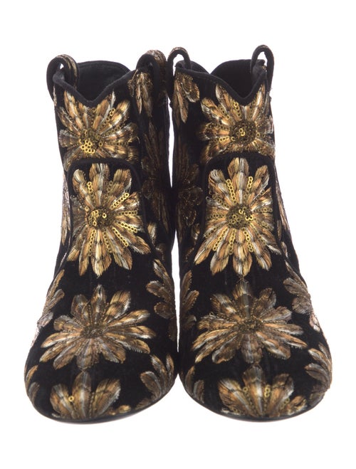Laurence Dacade Velvet Floral Print Boots