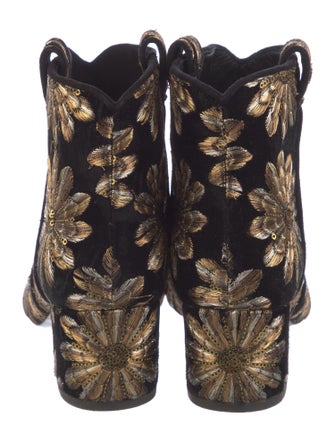 Laurence Dacade Velvet Floral Print Boots