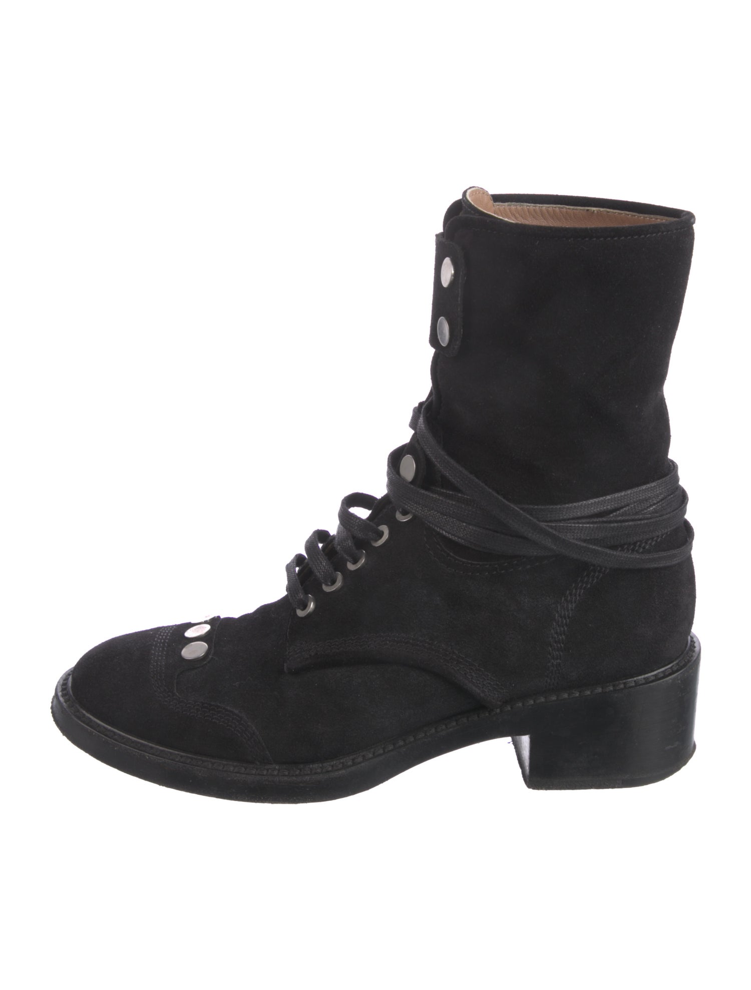 Laurence Dacade Suede Studded Accents Combat Boots