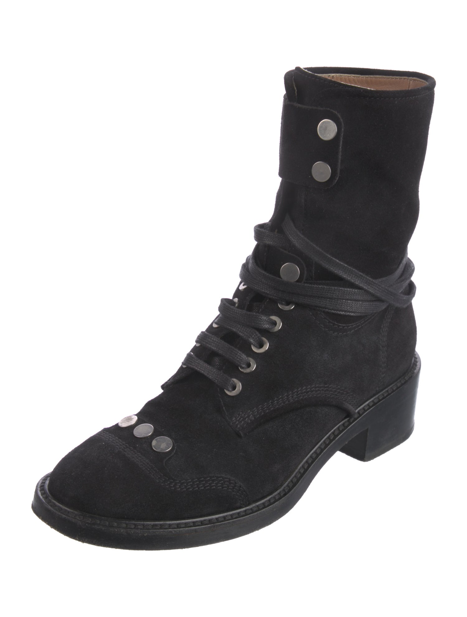 Laurence Dacade Suede Studded Accents Combat Boots