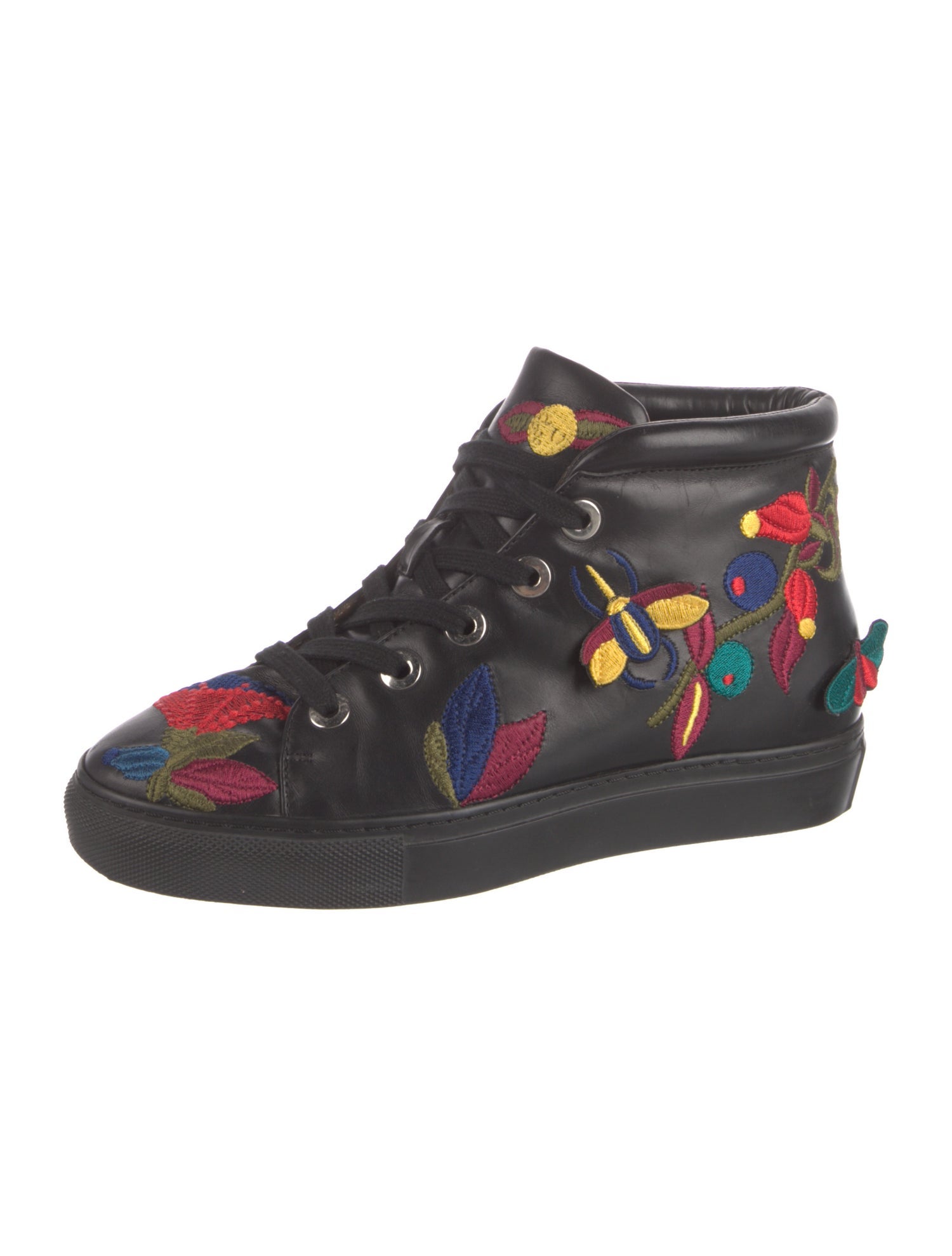 Laurence Dacade Leather Floral Print Sneakers