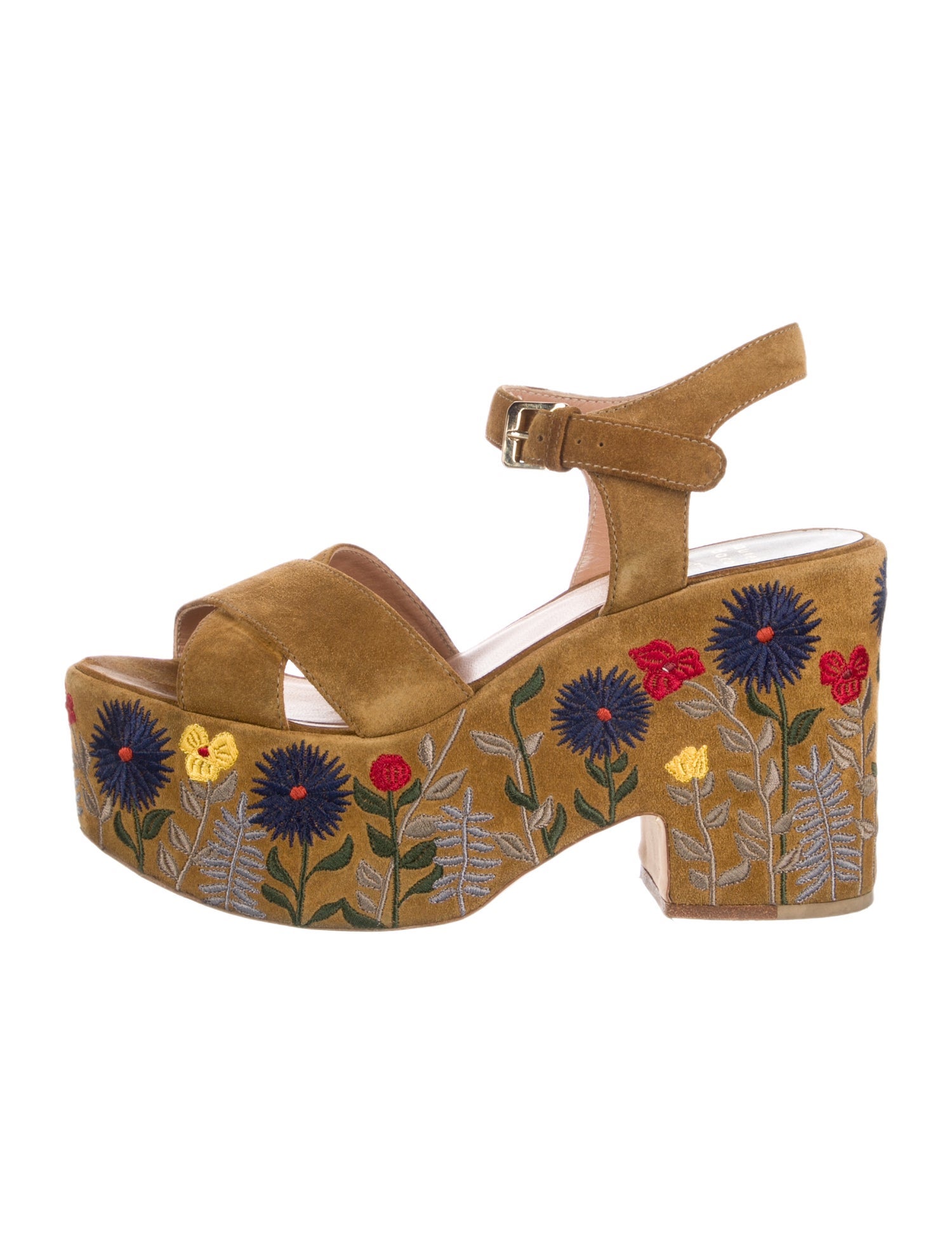 Laurence Dacade Suede Floral Print Sandals