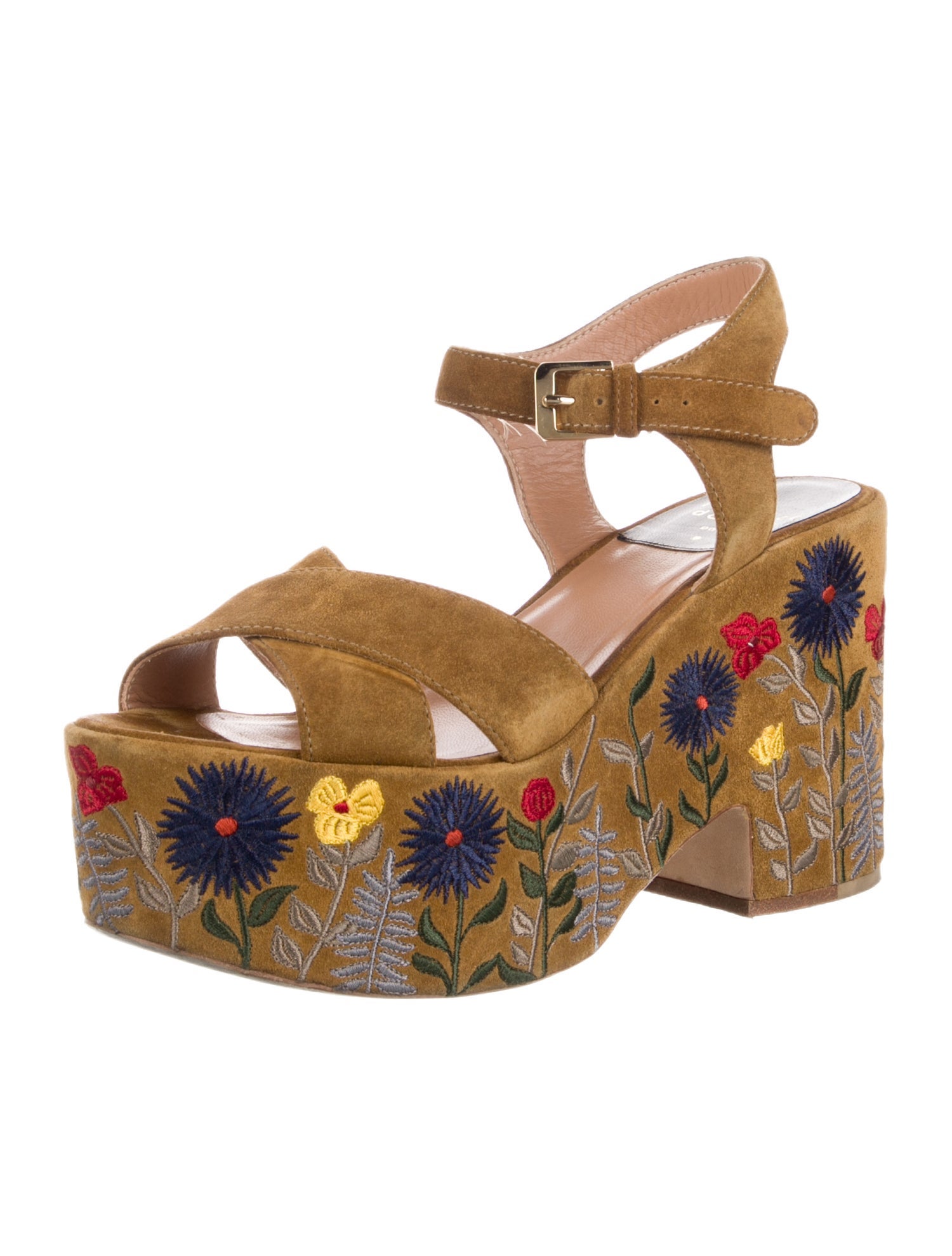 Laurence Dacade Suede Floral Print Sandals