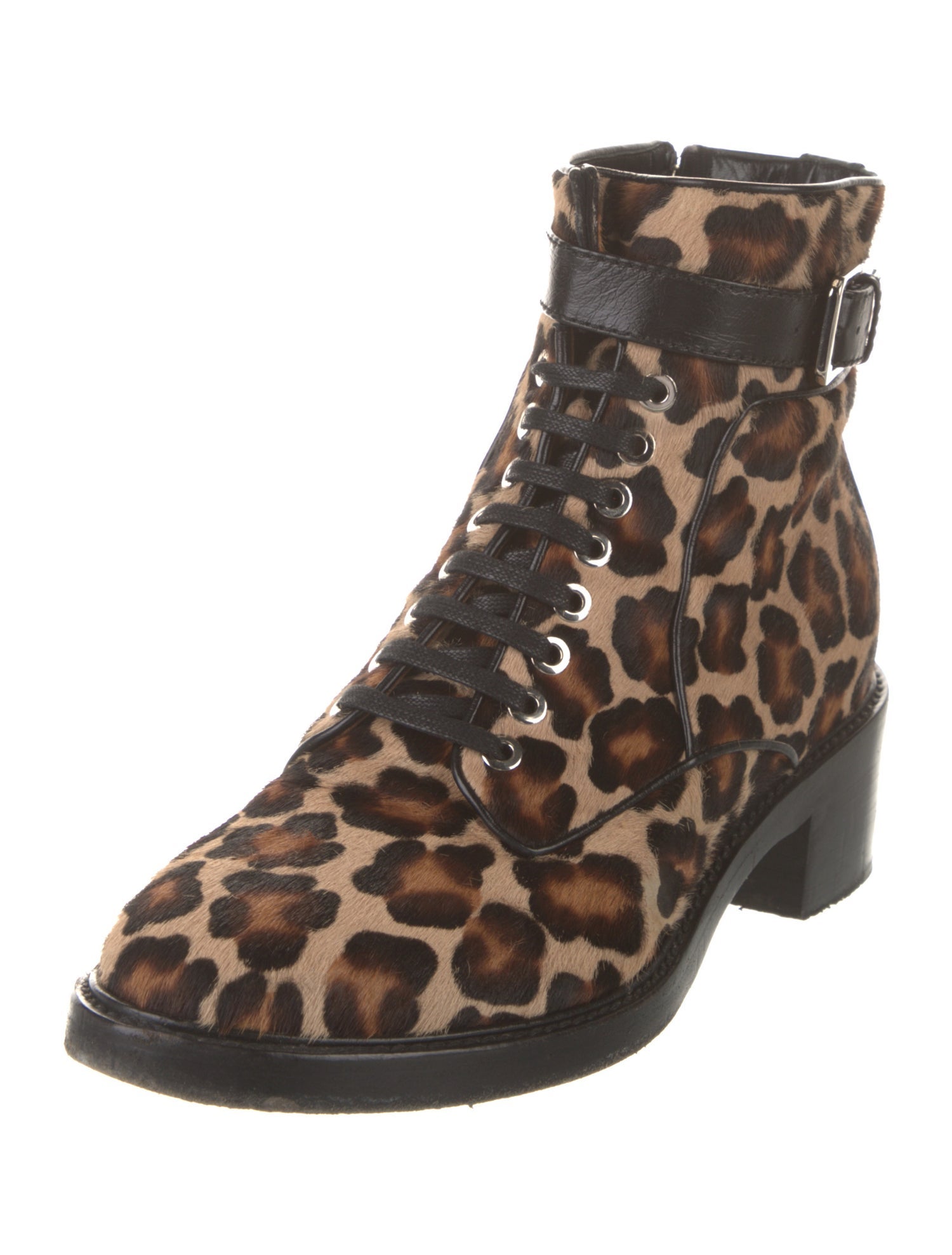 Laurence Dacade Ponyhair Animal Print Combat Boots