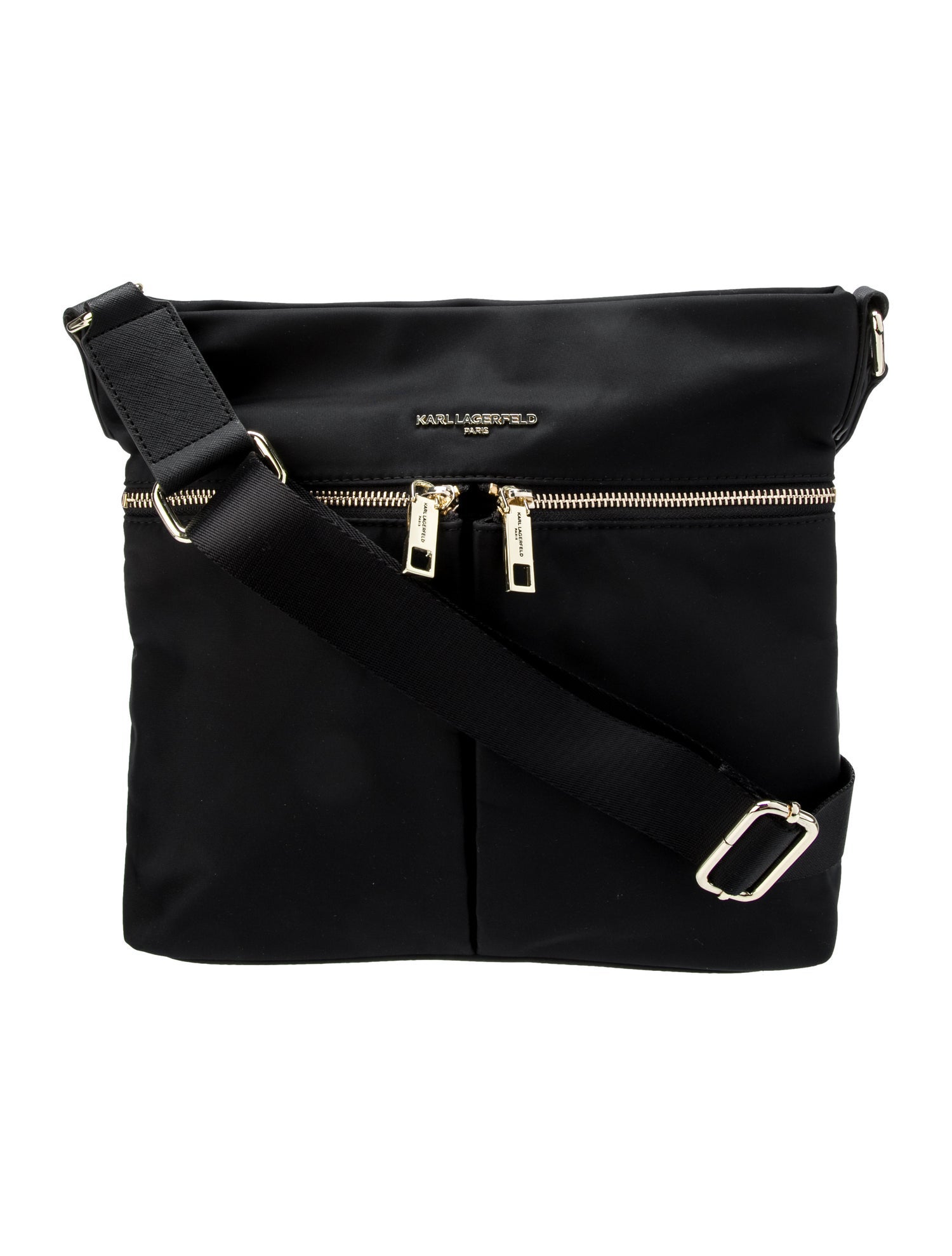 Karl Lagerfeld LeatherTrim Nylon Crossbody Bag Black Crossbody Bags