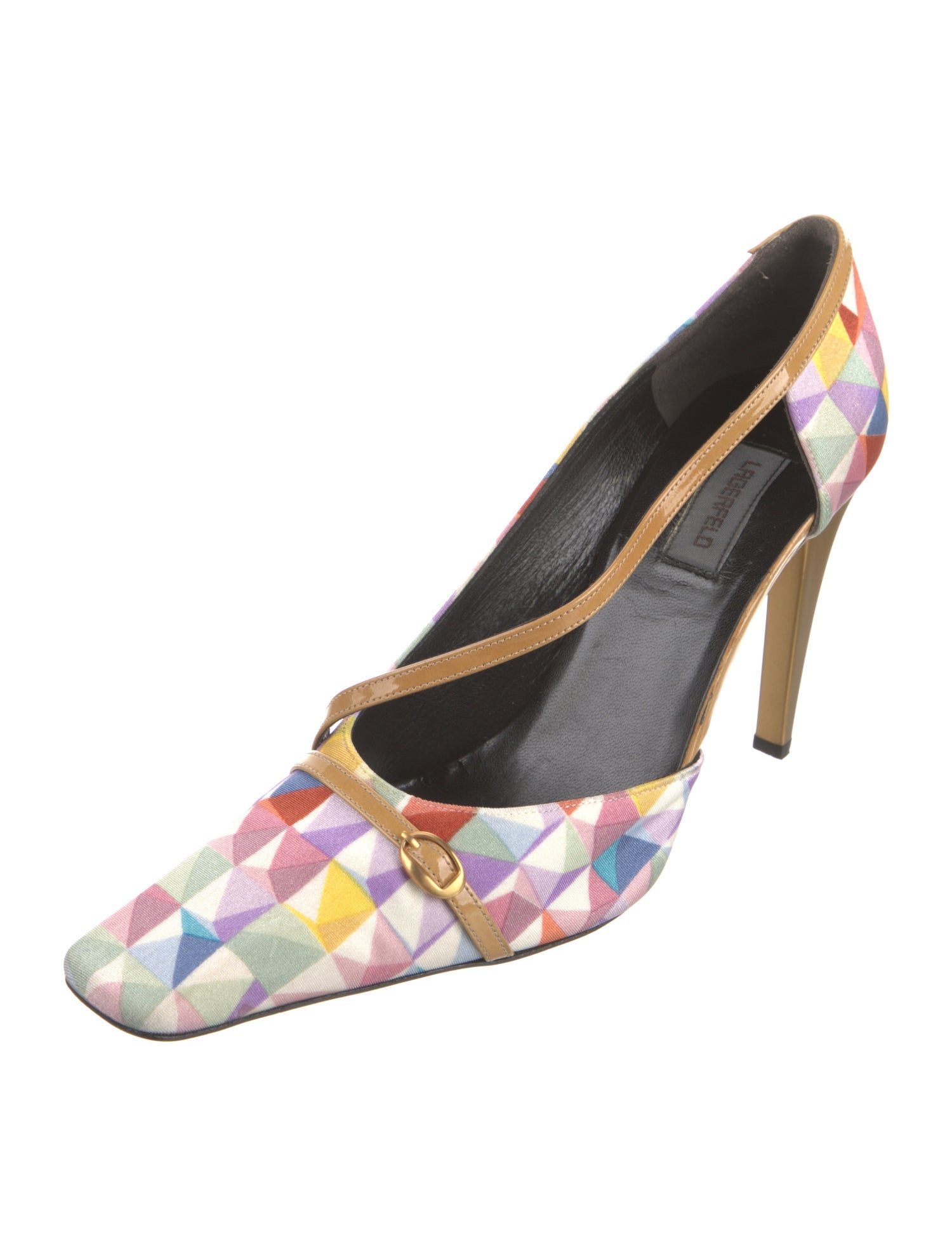 Lagerfeld Satin Printed Slingback Pumps