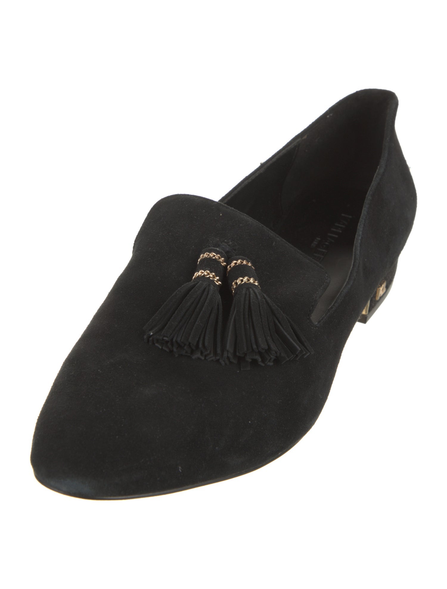 Lagerfeld Suede Chain-Link Accents Loafers