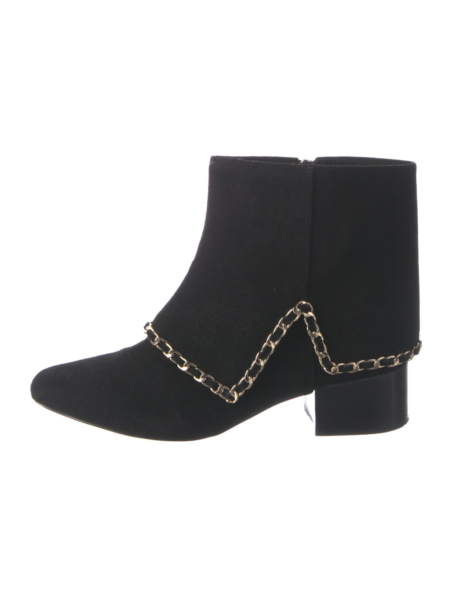 Lagerfeld Suede Chain-Link Accents Boots