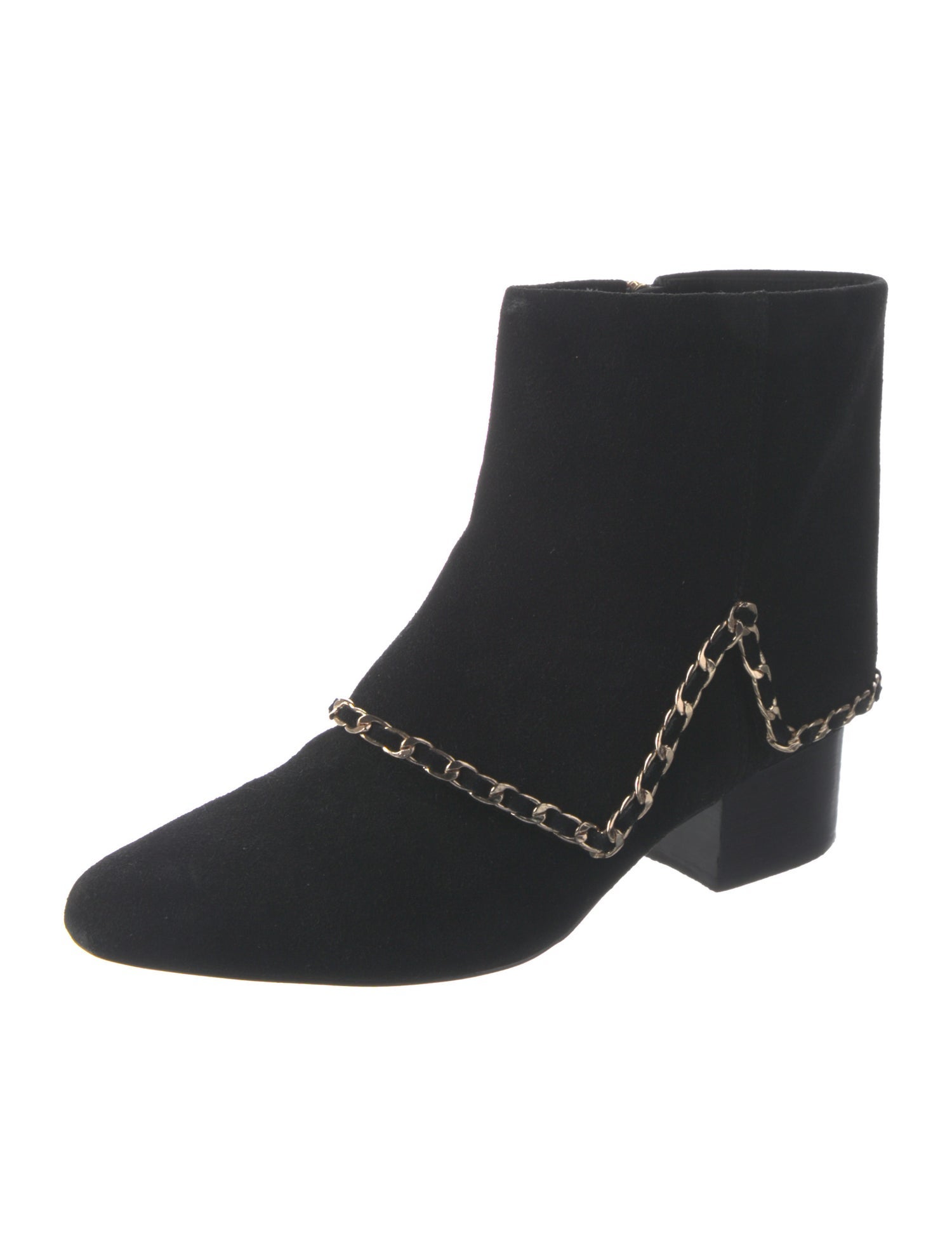 Lagerfeld Suede Chain-Link Accents Boots